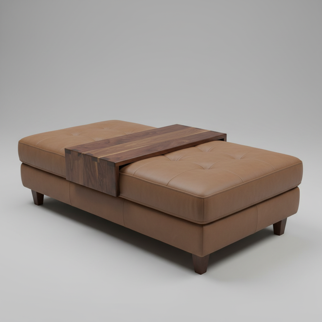Genuine Walnut Ottoman Tray Made To Go Over Your Ottoman - 15 "Wide Over Ottoman Cocktail Table