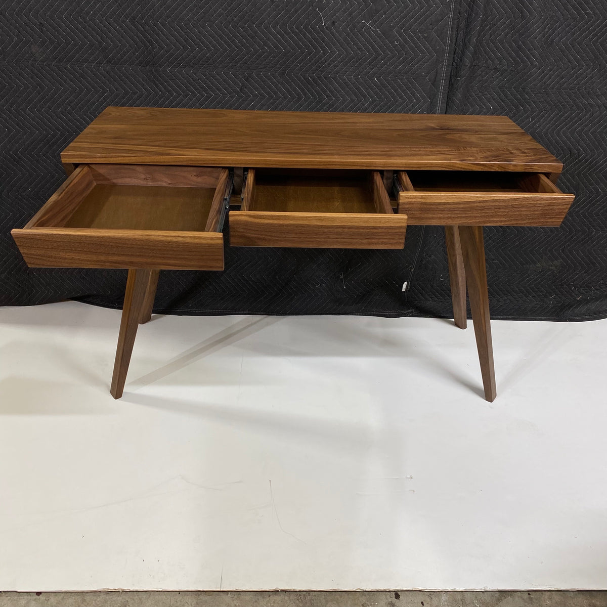 MCM Walnut Writing Desk With Push To Open Drawers