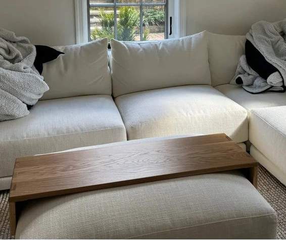 Over Ottoman Cocktail Table, Wide Ottoman Tray in White Oak, Oversized ...