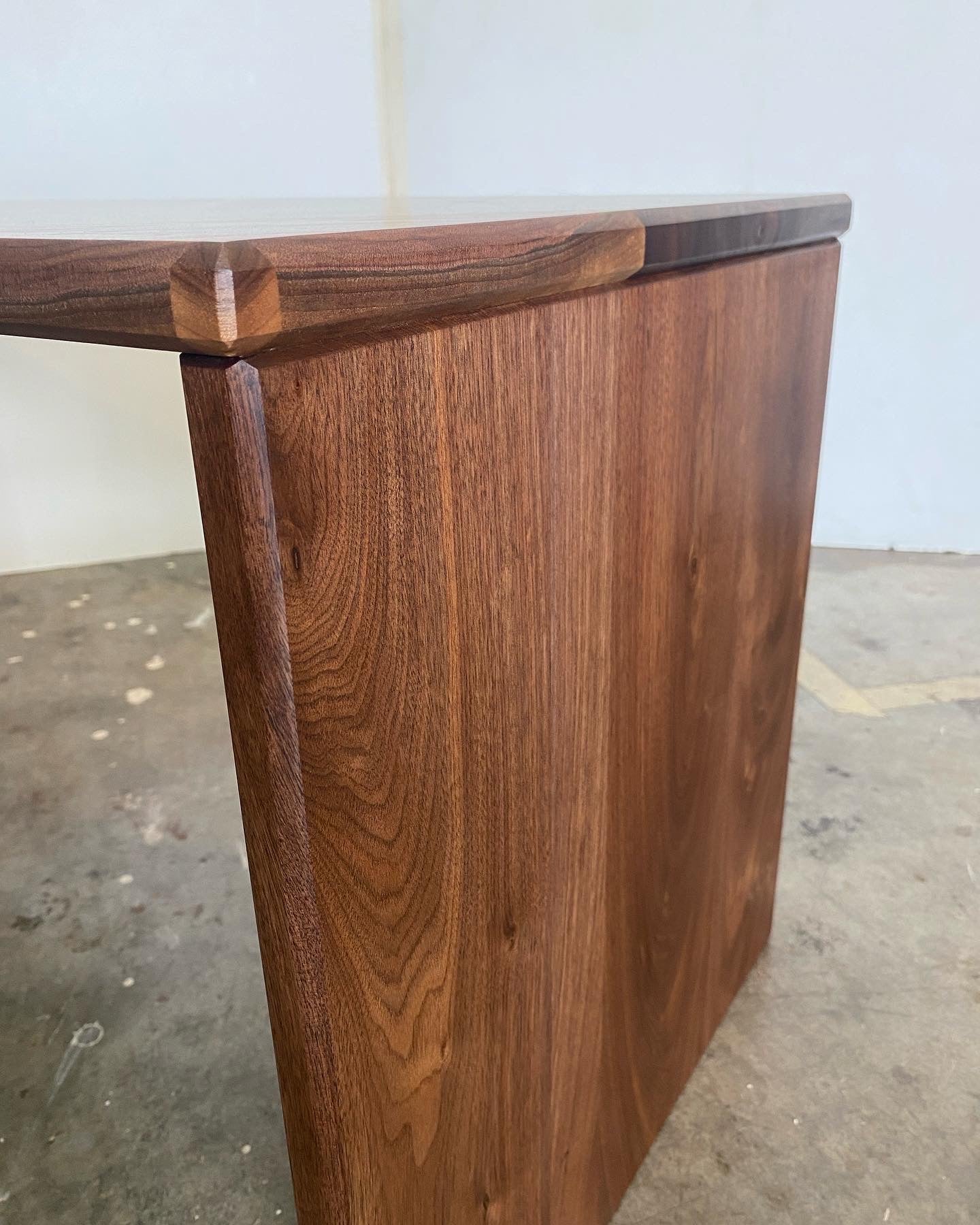 Custom Ottoman Coffee Table with Herringbone Pattern in Solid Walnut