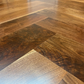 Handmade Walnut Dining Table with Metal Legs & Solid Walnut Herringbone Table Top