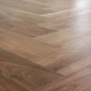 Handmade Walnut Dining Table with Metal Legs & Solid Walnut Herringbone Table Top