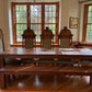 Walnut Herringbone Dining Room Table with Parsons Style Base