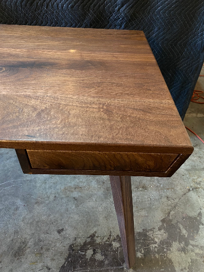 Mid Century Modern Desk with Figured Walnut Drawers