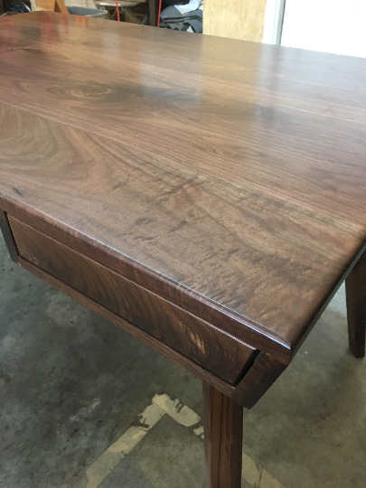 Mid Century Modern Desk with Figured Walnut Drawers