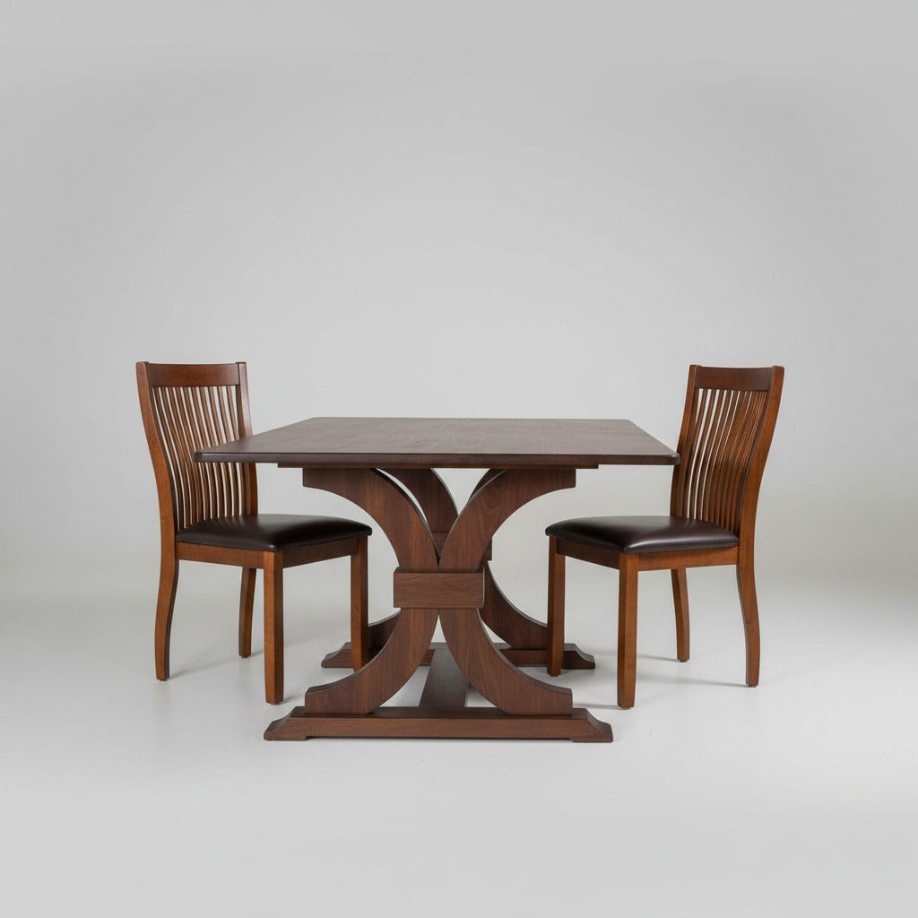 walnut dining table, walnut trestle table, handmade dining table in columbus ohio, small business, woodorker, custom dining table, herringbone dining table, unique dining table, one of a kind dining table, contemporary, modern wood dining table