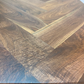 Walnut Craftsman Trestle Dining Table - Stunning Herringbone Table Top