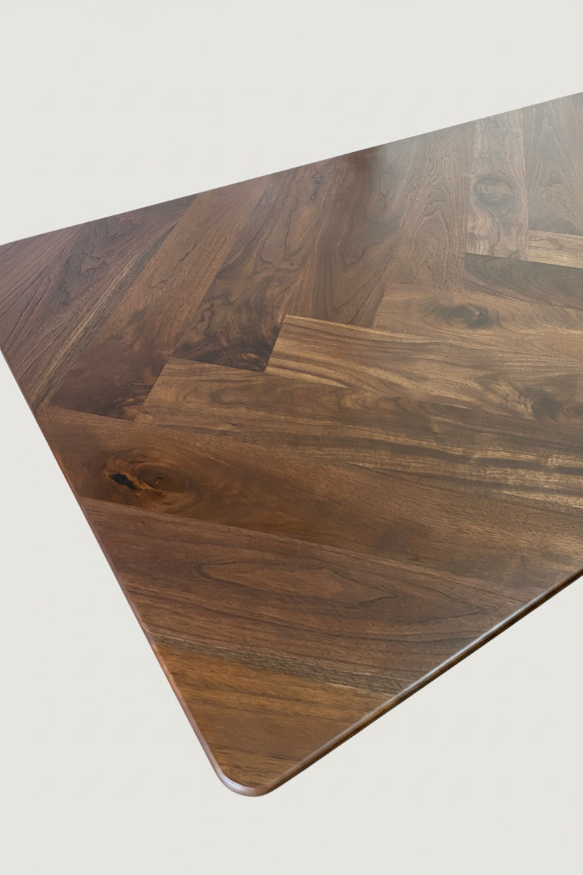 walnut herringbone dining table top