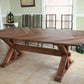 Herringbone trestle dining table, Mission dining table with X base, modern farmhouse dining table handmade in columbus ohio