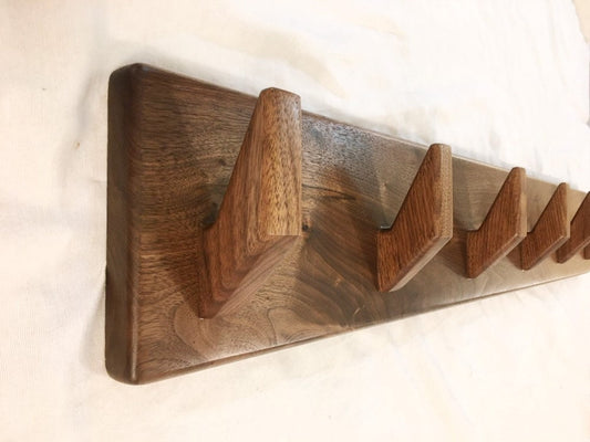 Mid Century Modern Coat Rack, Walnut Coat Rack, columbus ohio, wall mounted wood coat rack, robe hook, coat hooks, modern coat rack, mudroom, entryway