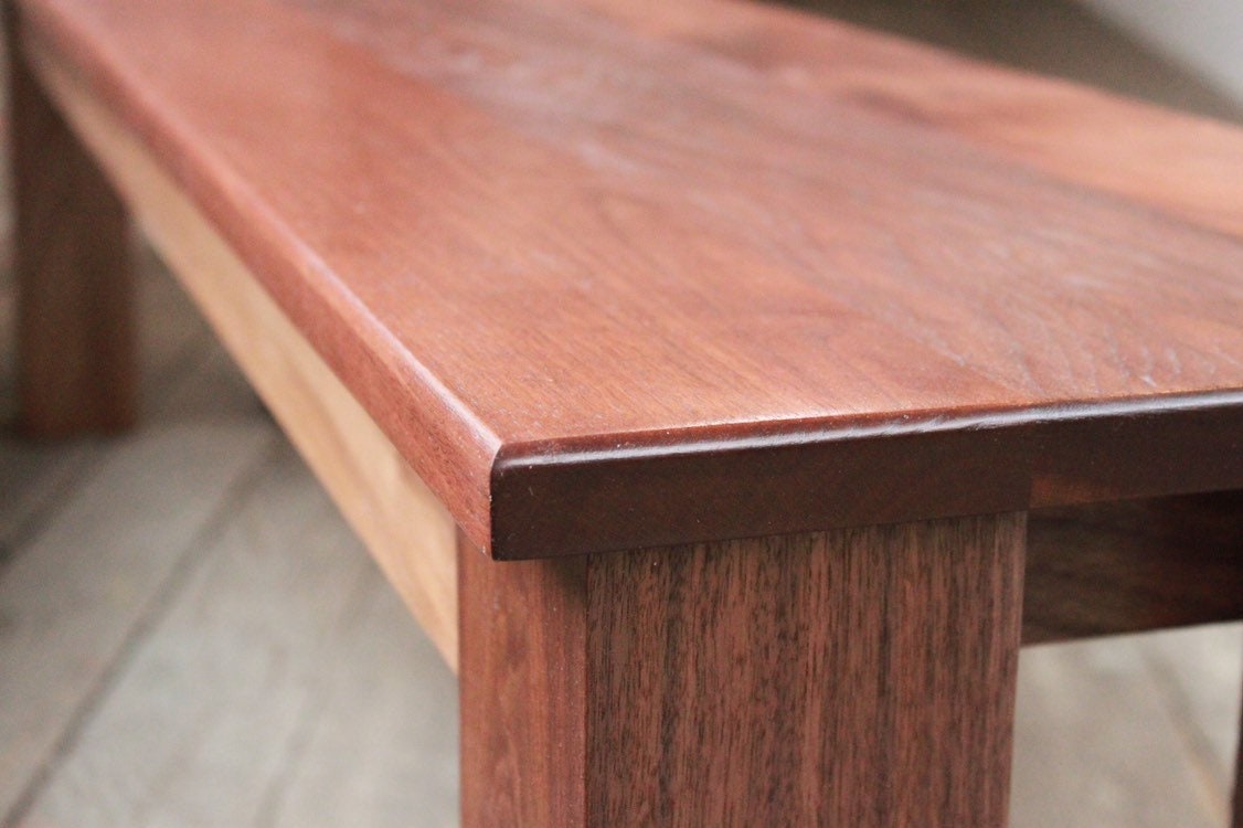 Parsons Style Bench Handmade in Solid Walnut