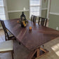 Herringbone trestle dining table, Mission dining table with X base, modern farmhouse dining table handmade in columbus ohio