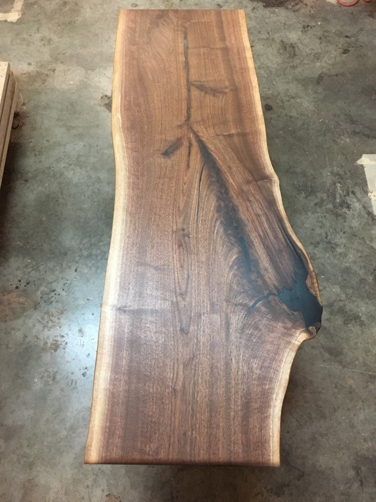 Modern Live Edge Walnut Trestle Bench