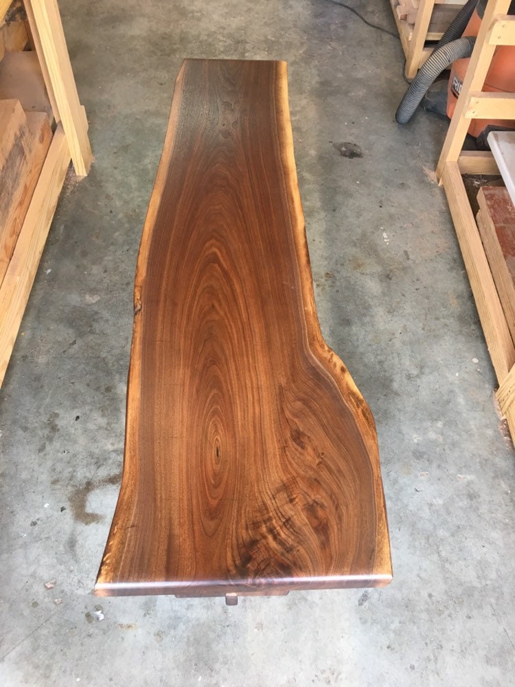 Modern Live Edge Walnut Trestle Bench