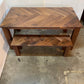 modern farmhouse dining table, walnut dining table with herringbone table top handmade in columbus ohio, matching herringbone bench, parsons style dining table with 4 legs, chunky design