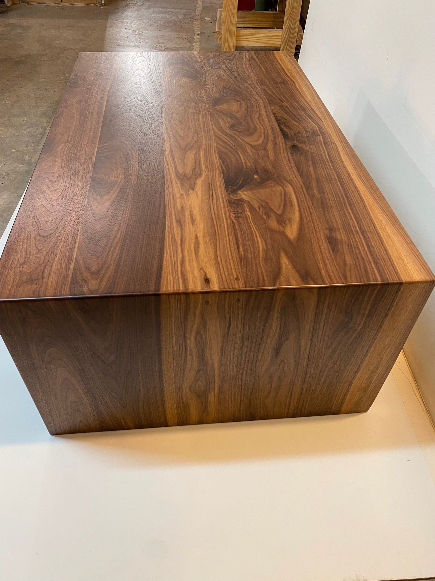 Wide Waterfall Coffee Table, Large Walnut Coffee Table