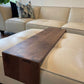 cocktail ottoman table, walnut ottoman table, wood ottoman overlay, 