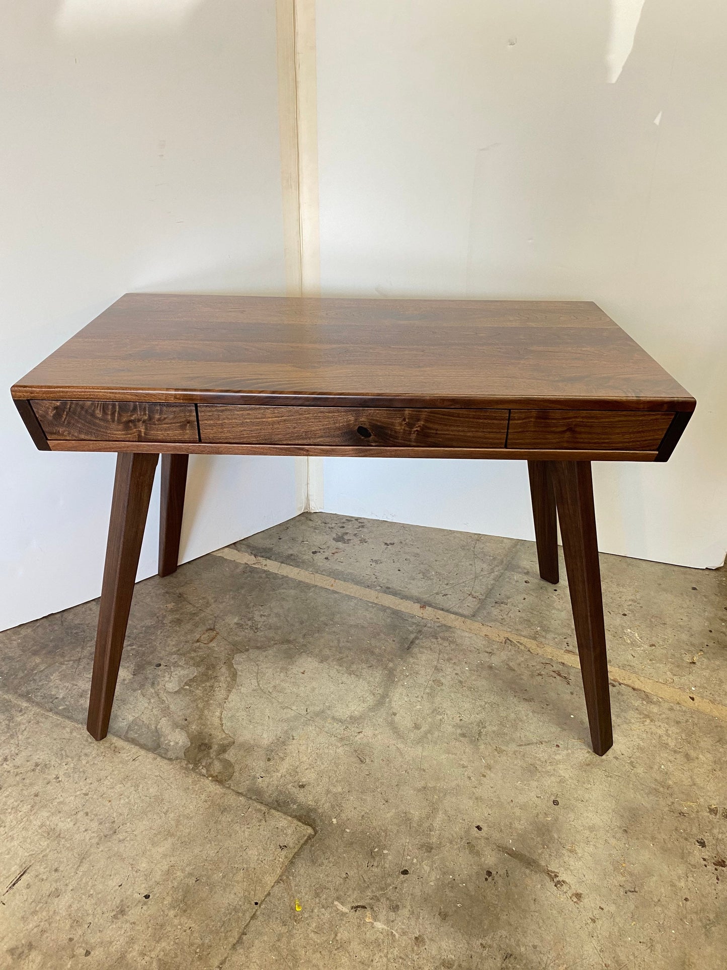 MCM Walnut Writing Desk With Push To Open Drawers