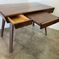 MCM Walnut Writing Desk With Push To Open Drawers