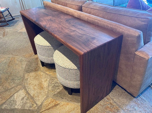 waterfall console table handmade furniture columbus ohio, modern walnut entryway table
