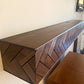 Modern Walnut Fireplace Mantel Shelf with Herringbone Pattern | Mid Century Modern Fireplace Mantle Shelf | Handmade Wood Mantel