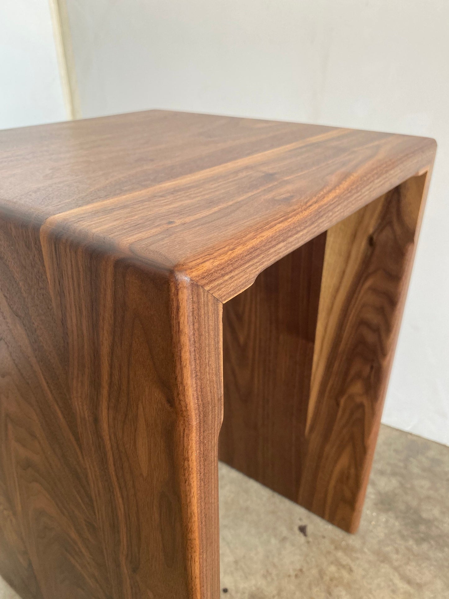 Modern Walnut Waterfall End Table or Side Table