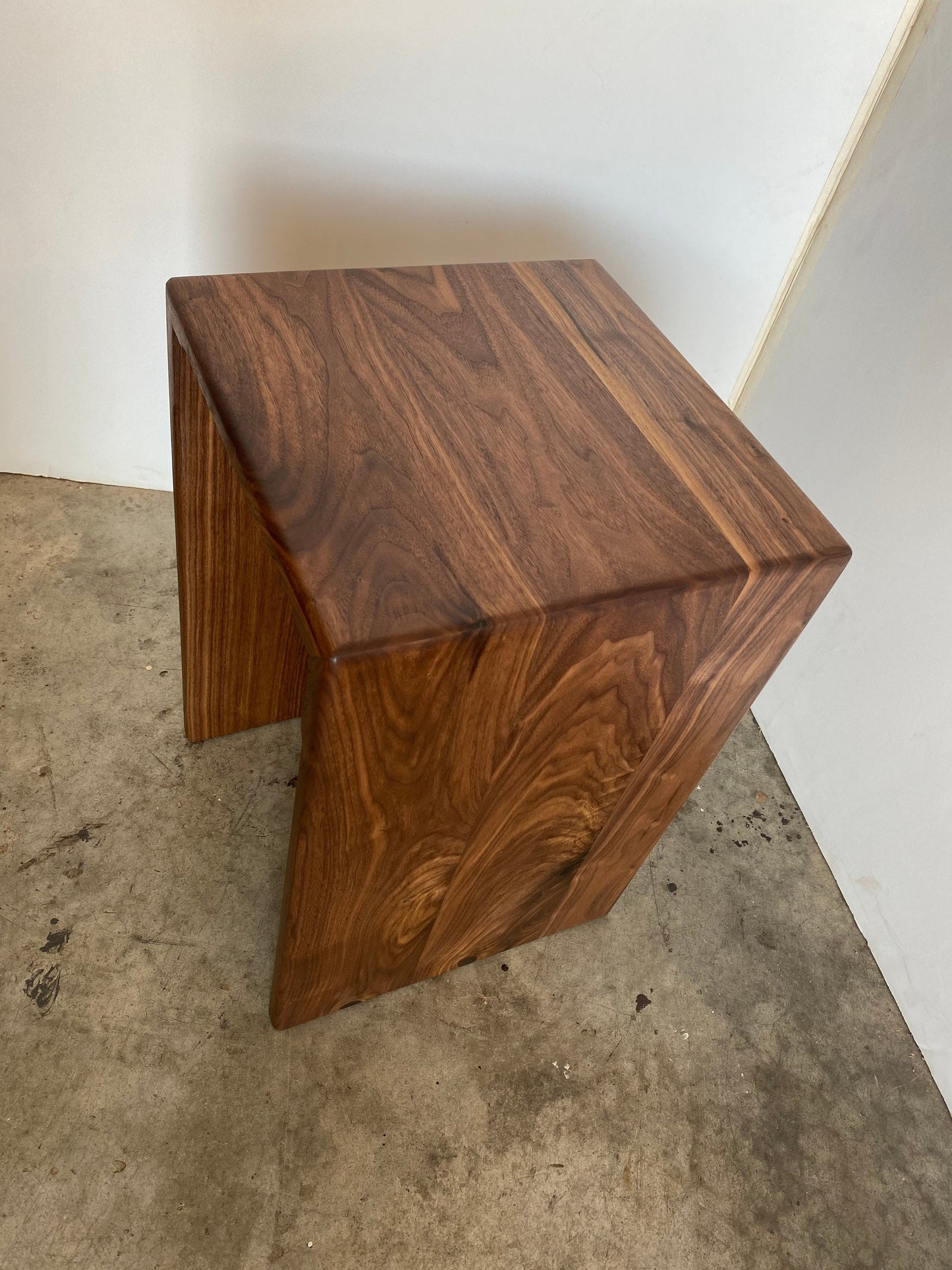 Modern Walnut Waterfall End Table or Side Table