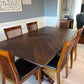 handmade dining table columbus ohio, herringbone dining room table, modern walnut dine table, french country, traditional style trestle base
