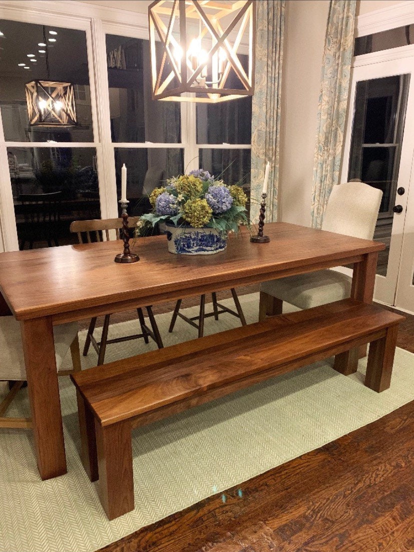 Parsons Style Bench Handmade in Solid Walnut