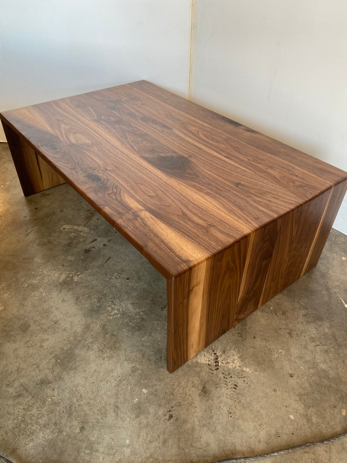 Wide Waterfall Coffee Table, Large Walnut Coffee Table