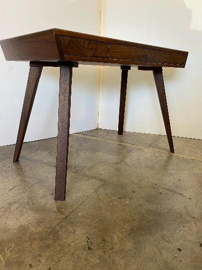 MCM Walnut Writing Desk With Push To Open Drawers