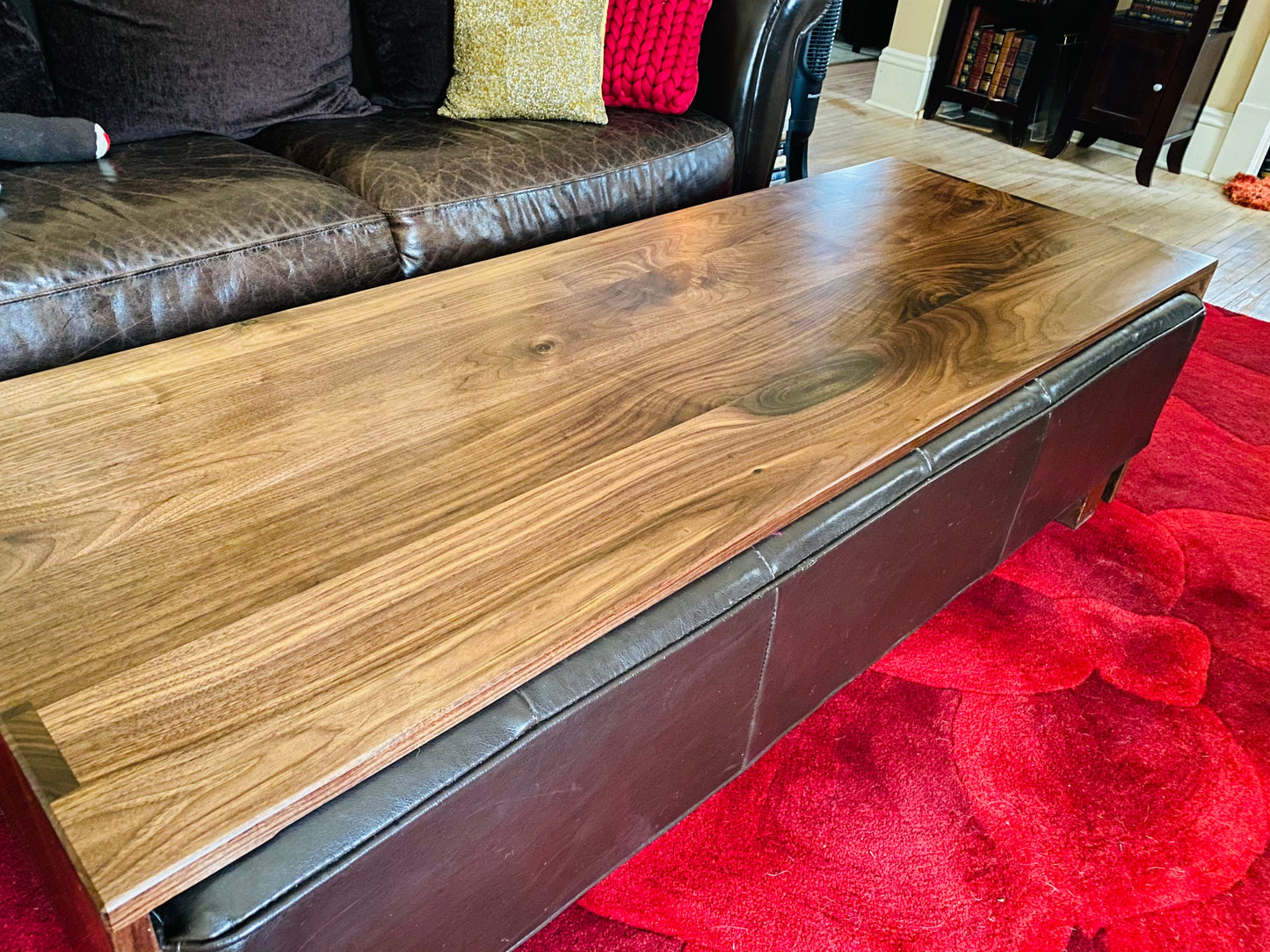 Large Walnut Ottoman Coffee Table - Custom Made To Your Ottoman | Wood Ottoman Cover