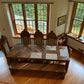 Herringbone trestle dining table, Mission dining table with X base, modern farmhouse dining table handmade in columbus ohio, parsons dining table, four leg dining table with bench handmade in columbus ohio, new albany, upper arlington, cleveland, cincinnati, sandusky, johnstown, bexley, bexely, contemporary dining table, dining table with matching bench, walnut dining table, elegant dining table, chunky four leg dining table, traditional dining table