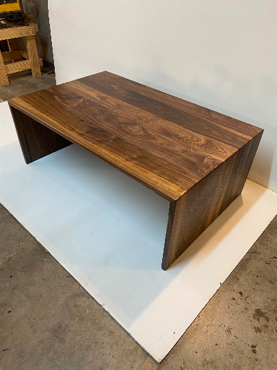 Wide Waterfall Coffee Table, Large Walnut Coffee Table